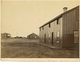 Hospital Buildings, Laramie City, Hotel in distance, ca. 1868-1870, by Andrew J. Russell