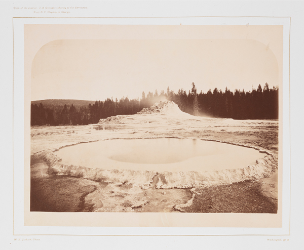 Hot Spring and Castle Geyser by William Henry Jackson, from Photographs of the Yellowstone National Park and views in Montana and Wyoming territories, published in 1873